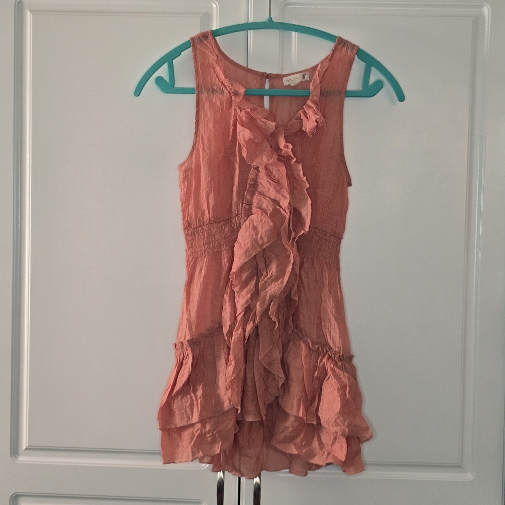 Ruffled Coral Brown Sleeveless Top size Small
